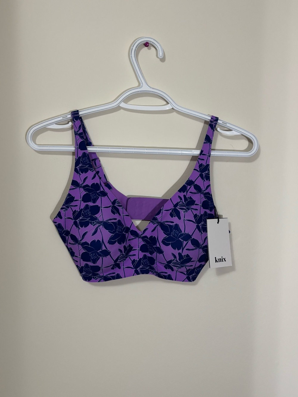 knix Purple and Navy Floral Support Bra